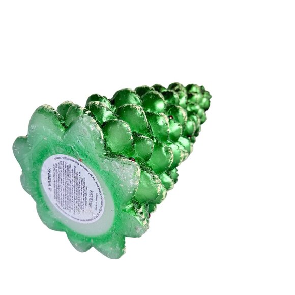 Metallic Green Christmas Tree Candle Vintage Holiday Decor Retro Holiday Decor - Picture 6 of 16